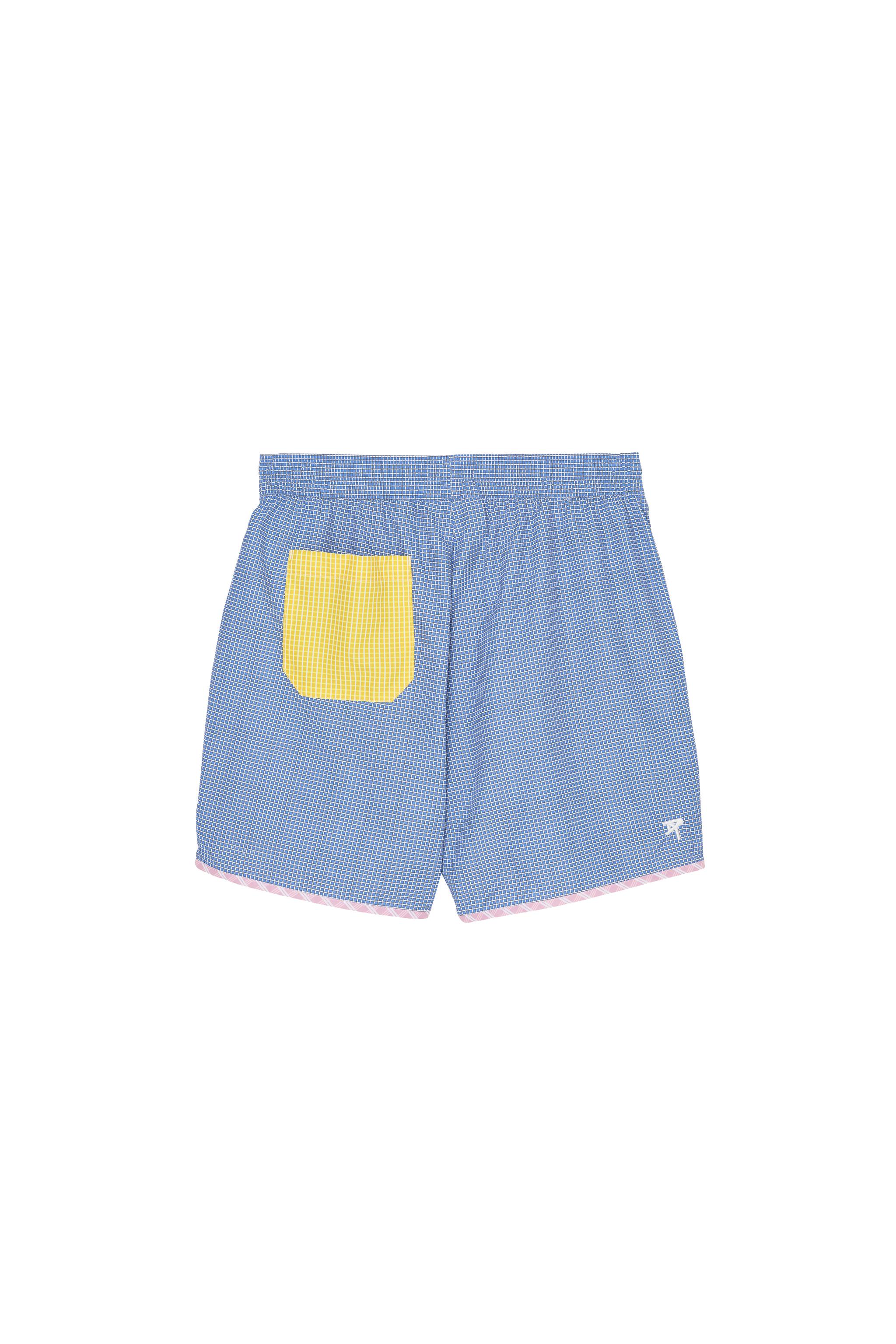 MAILLOT DE BAIN LONG À CARREAUX CONTRASTÉS